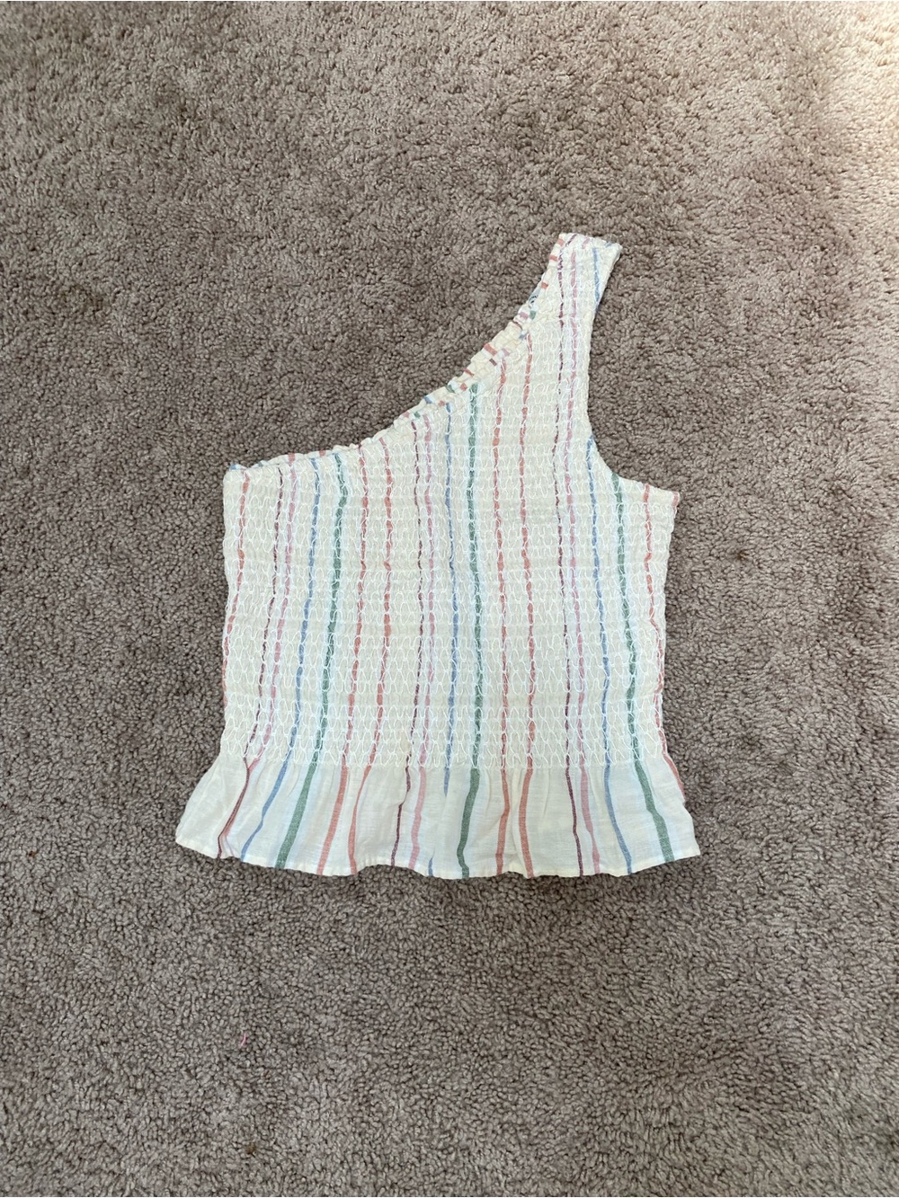 American Eagle One Shouldered Striped Scrunch Top